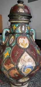 Antique Moroccan vase with lid